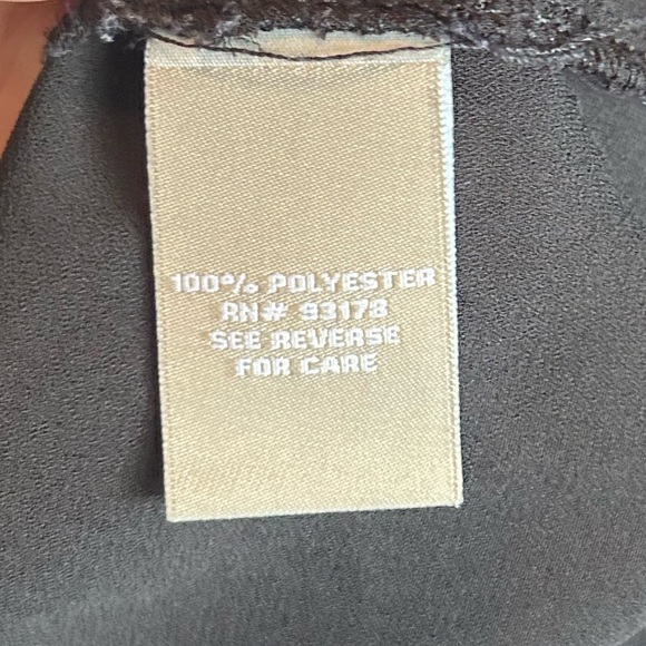 Joan Vass black sheer long sleeve top with tie at neck size L - Picture 6 of 7